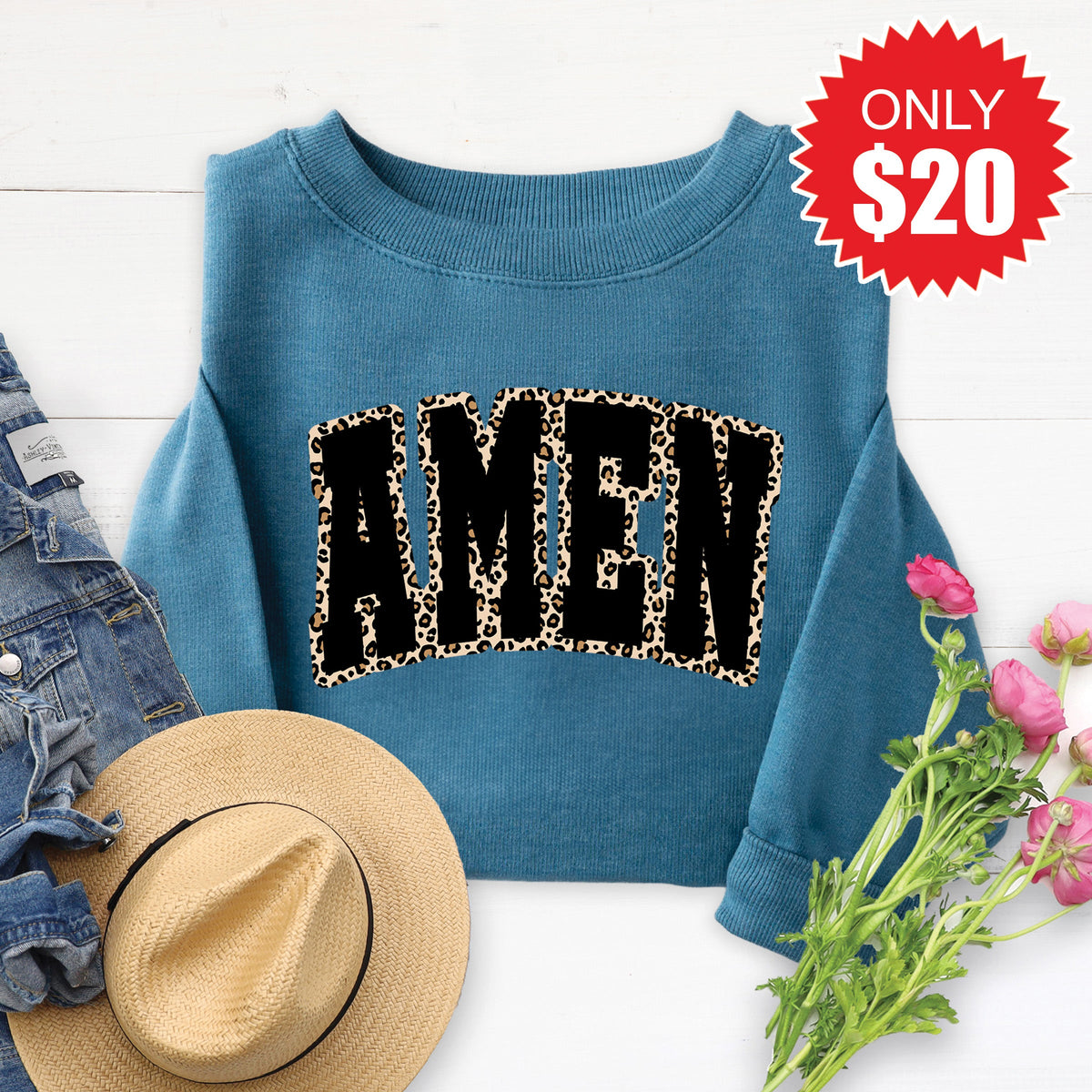 Amen Sweatshirt - Heather Deep Teal - 20 product image 1