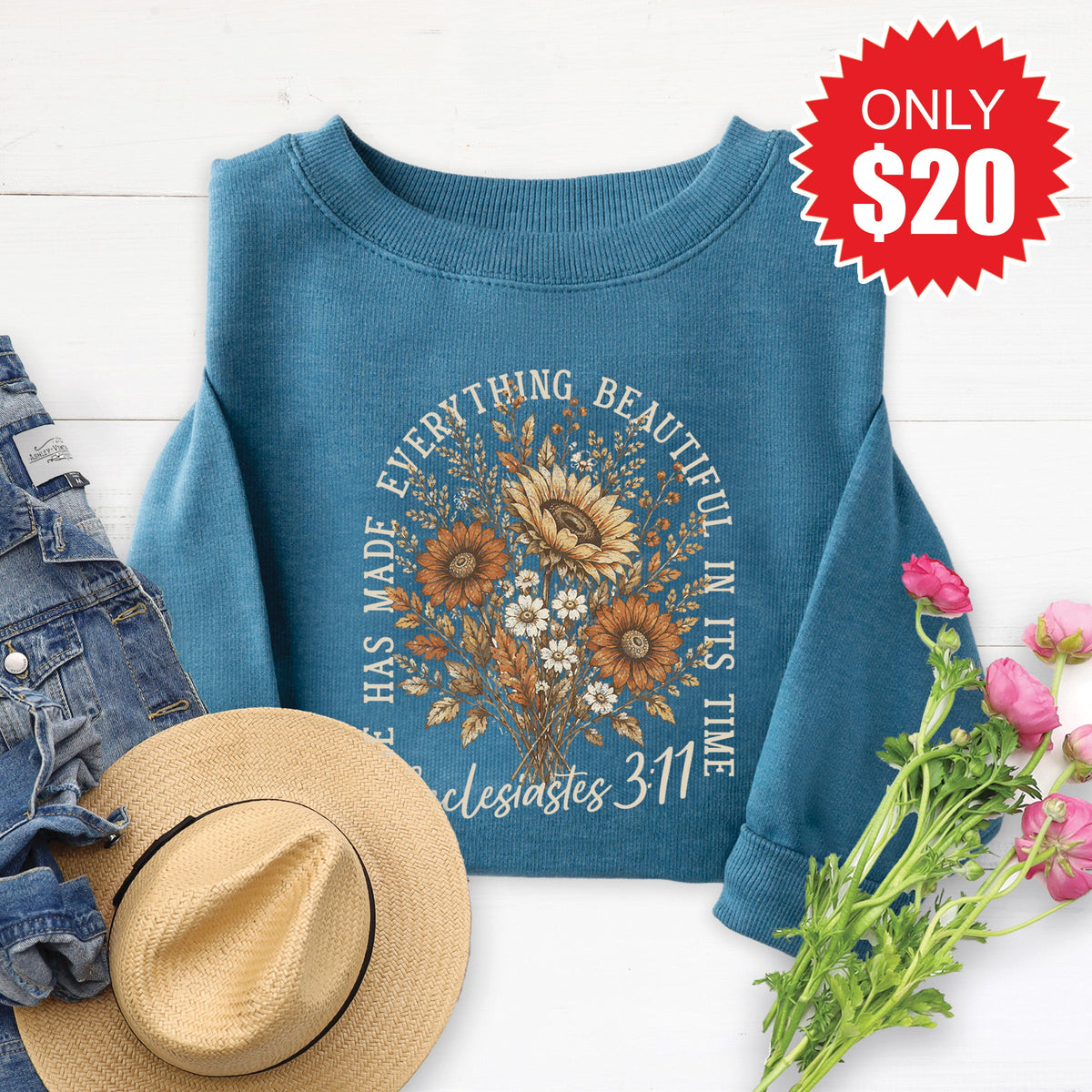 Everything Beautiful Sweatshirt - Heather Deep Teal - 20 product image 1
