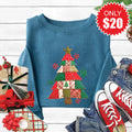 Christmas Tree Patchwork Sweatshirt - Heather Deep Teal - 20 product image 1