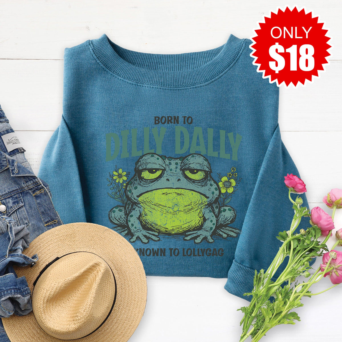 Dilly Dally Sweatshirt - Heather Deep Teal - 18 product image 1