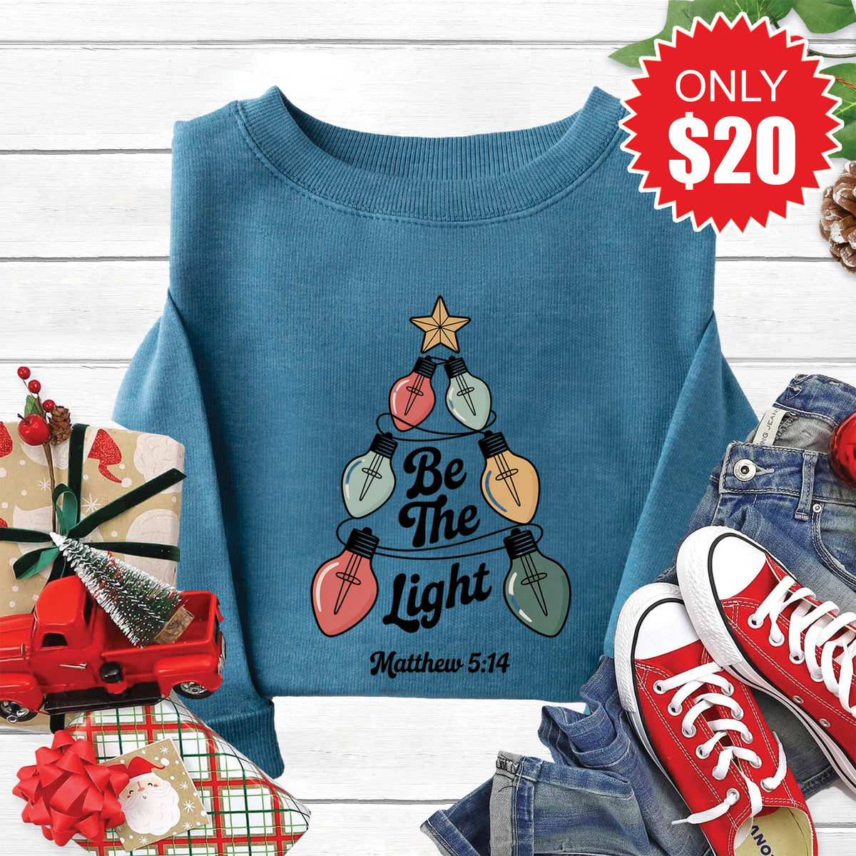 Be The Light Sweatshirt - Heather Deep Teal - 20 product image 1
