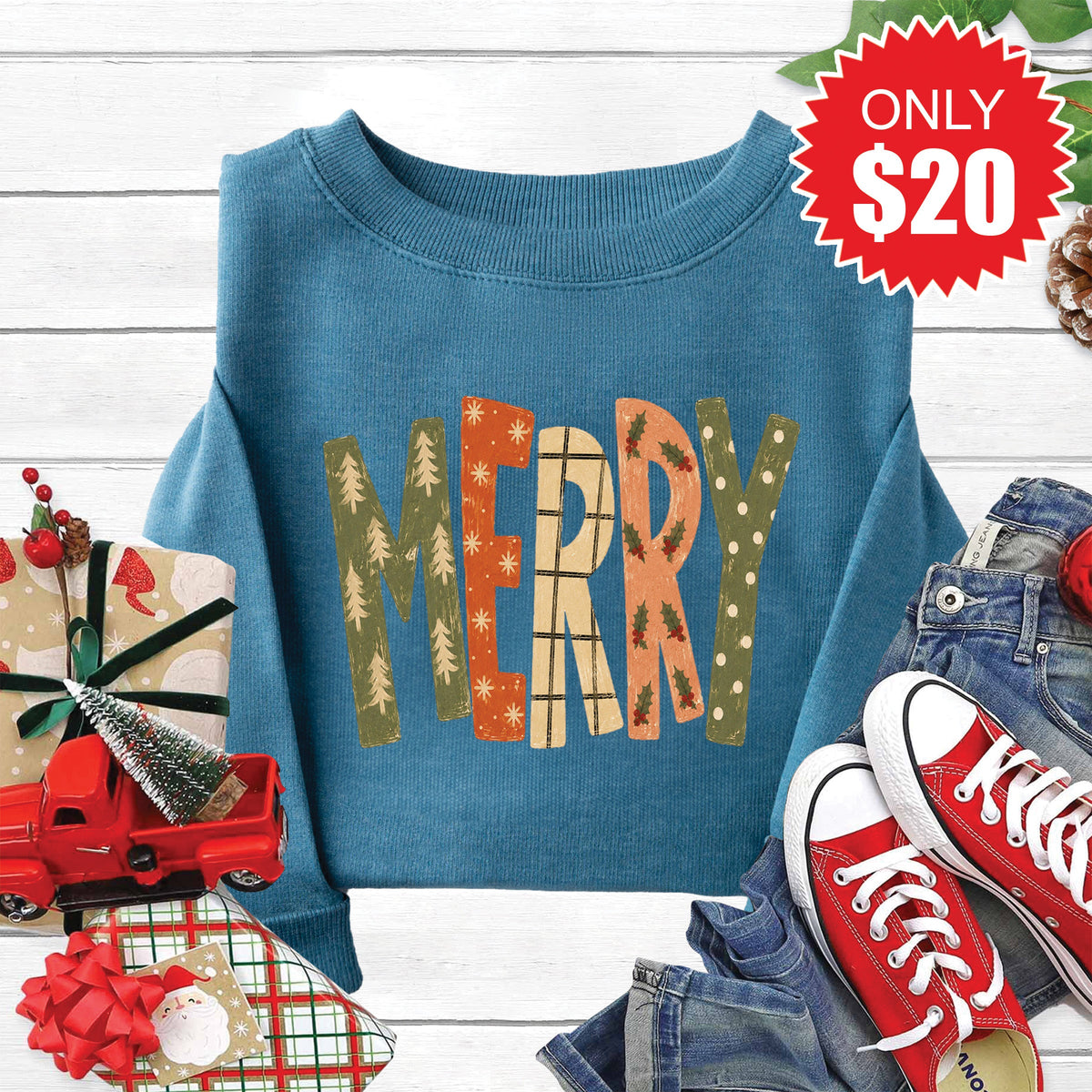 Merry Sweatshirt - Heather Deep Teal - 20 product image 1