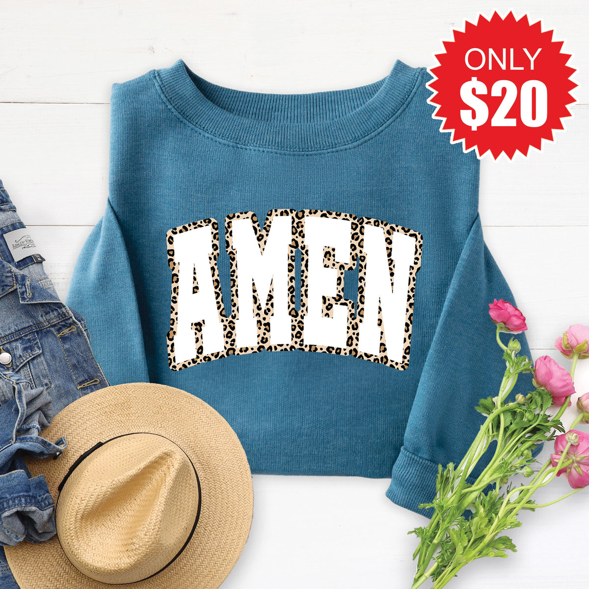 Amen Sweatshirt - Heather Deep Teal - 20 product image 1