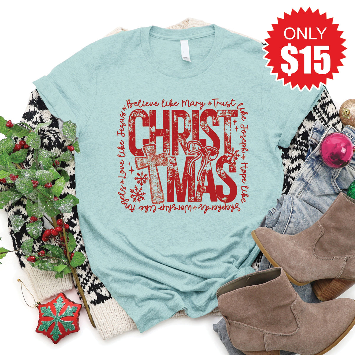 Christmas Tee - Heather Dusty Blue - 15 product image 1
