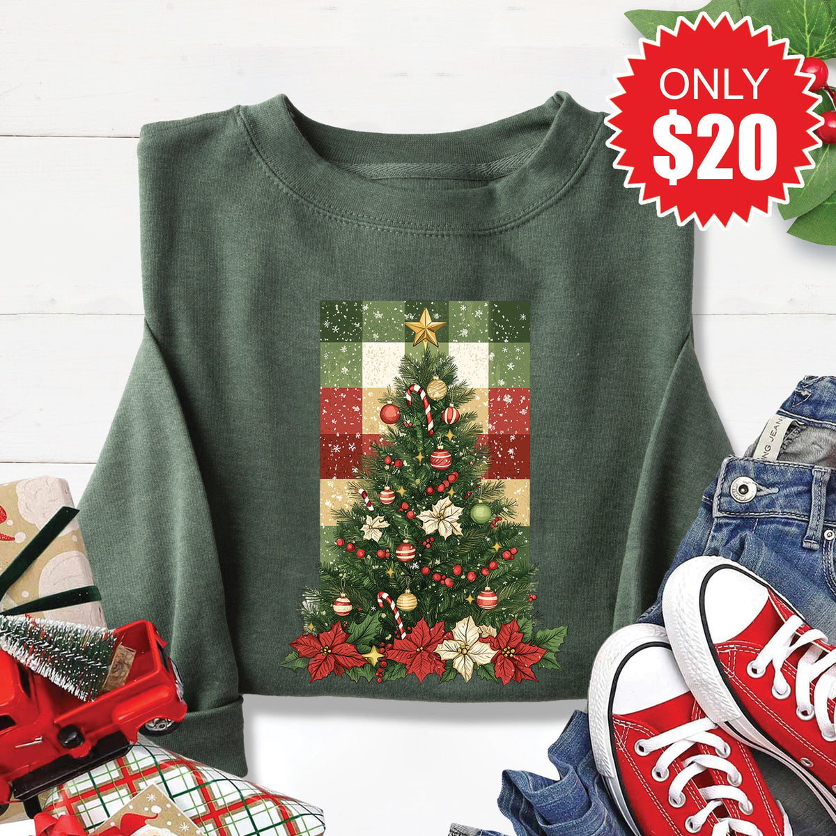 Christmas Tree Sweatshirt - Heather Forest - 20 product image 1