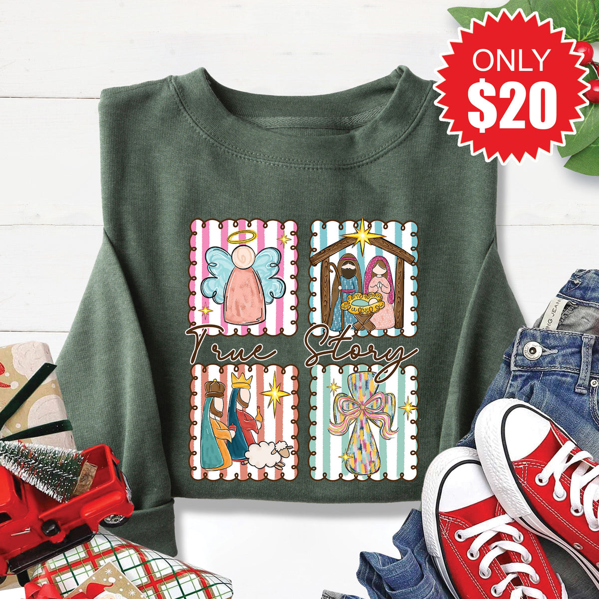 True Story Sweatshirt - Heather Forest - 20 product image 1