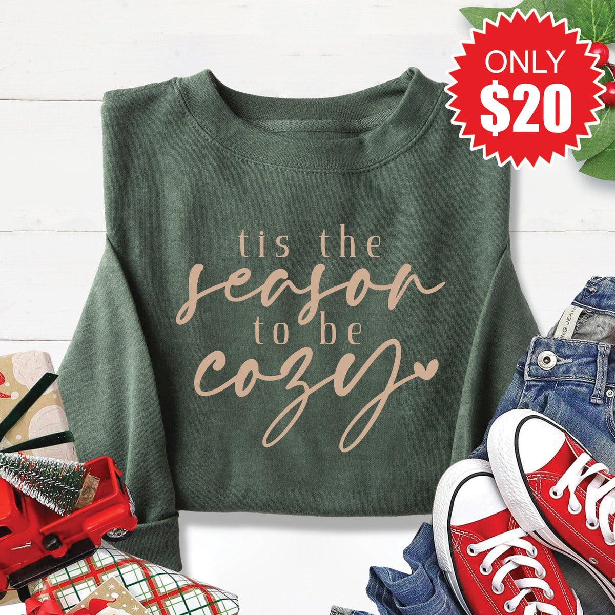 Season To Be Cozy Sweatshirt - Heather Forest - 20 product image 1
