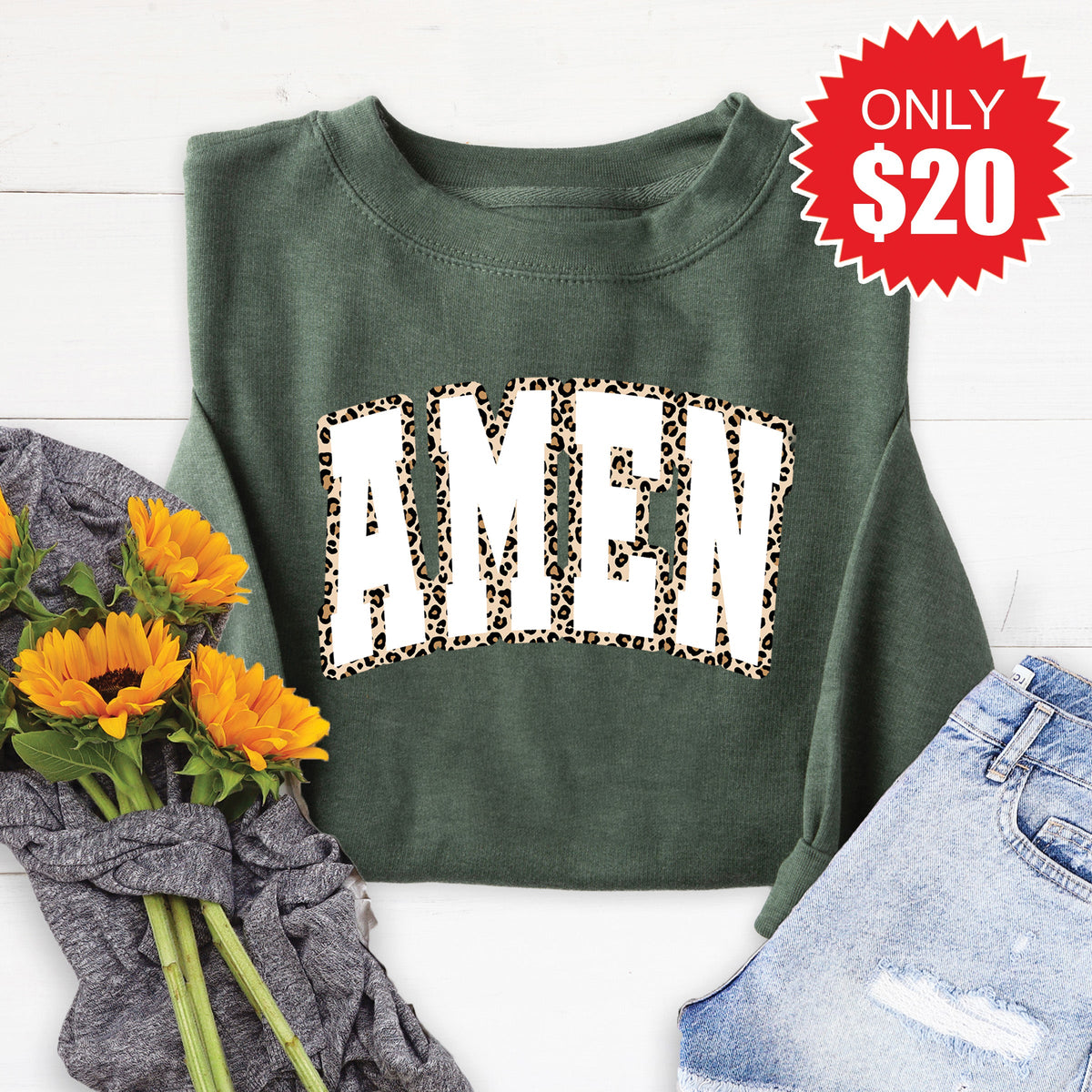 Amen Sweatshirt - Heather Forest - 20 product image 1