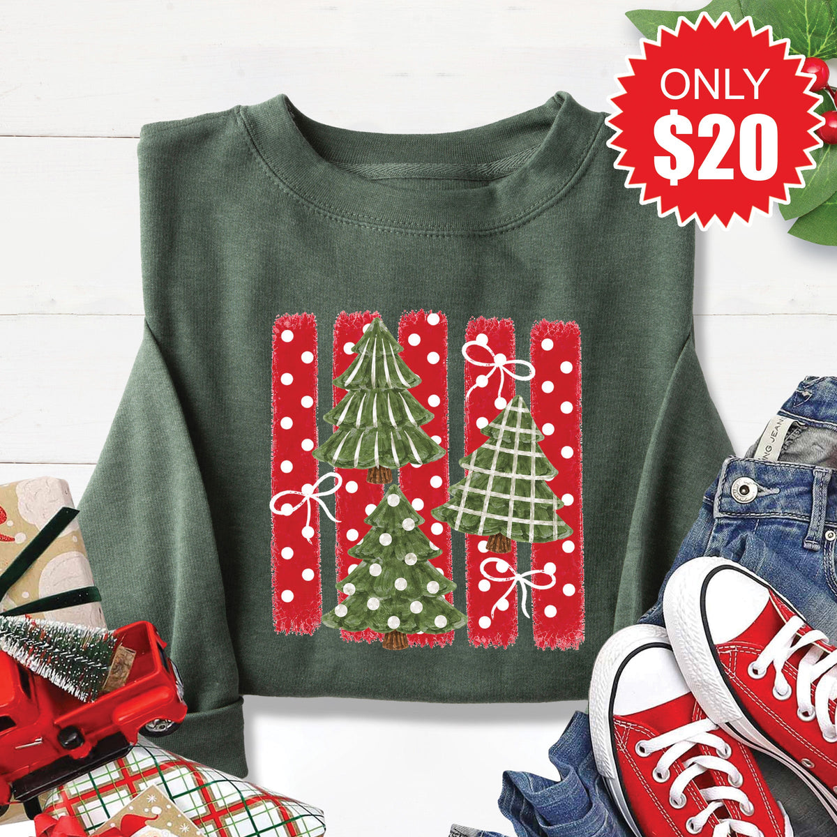 Christmas Trees Sweatshirt - Heather Forest - 20 product image 1
