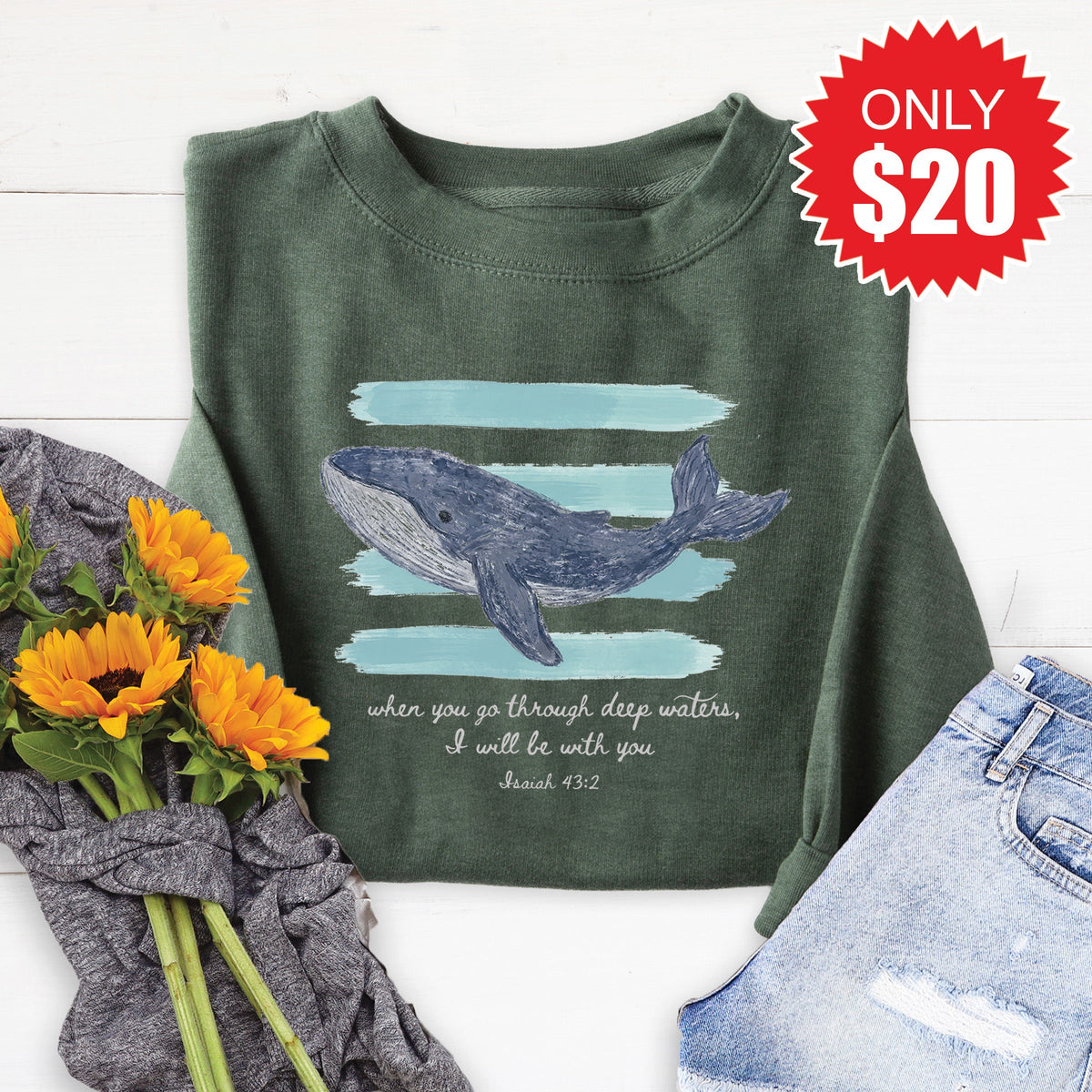 Deep Waters Sweatshirt - Heather Forest - 20 product image 1