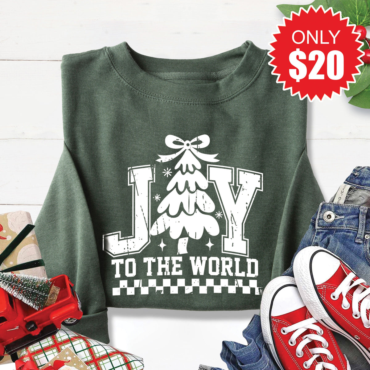 Joy To The World Sweatshirt - Heather Forest - 20 product image 1