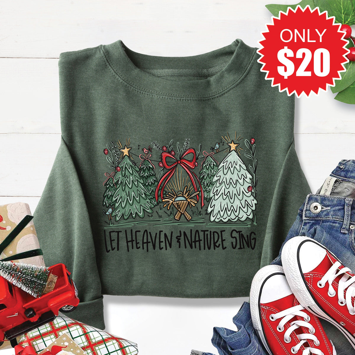 Let Heaven and Nature Sing Sweatshirt - Heather Forest - 20 product image 1