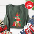 Christmas Tree Patchwork Sweatshirt - Heather Forest - 20 product image 1