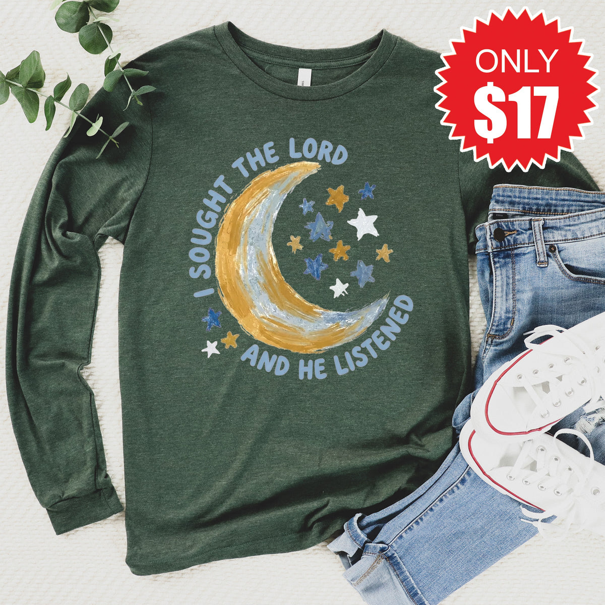 I Sought The Lord Long Sleeve - Heather Forest - 17 product image 1