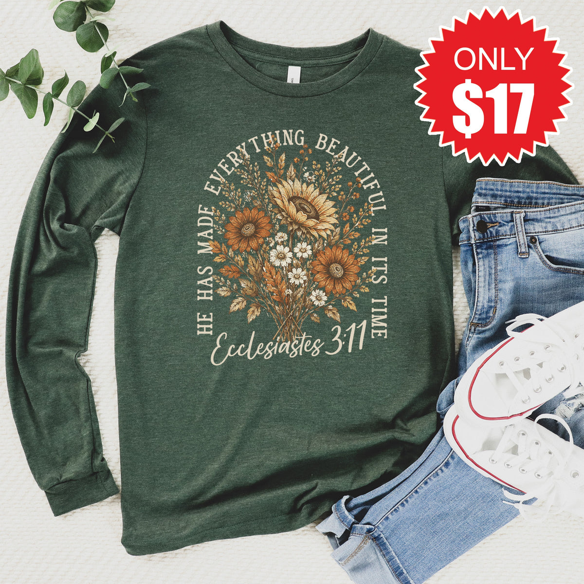 Everything Beautiful Long Sleeve - Heather Forest - 17 product image 1