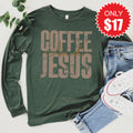 Coffee and Jesus Long Sleeve - Heather Forest - 17 product image 1
