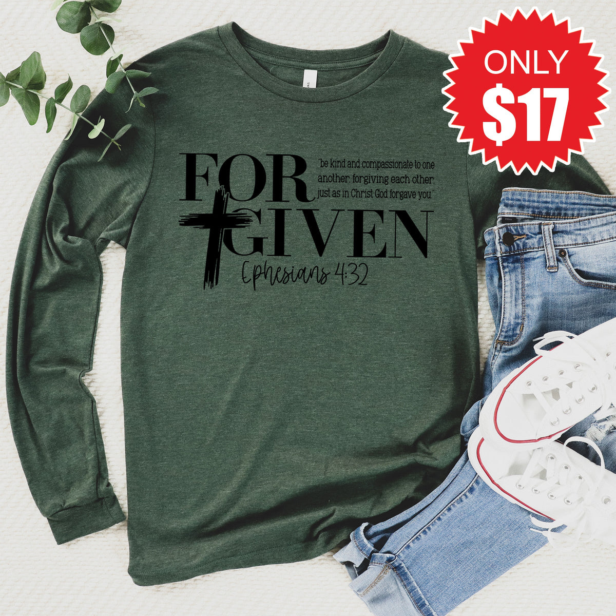 Forgiven Long Sleeve - Heather Forest - 17 product image 1