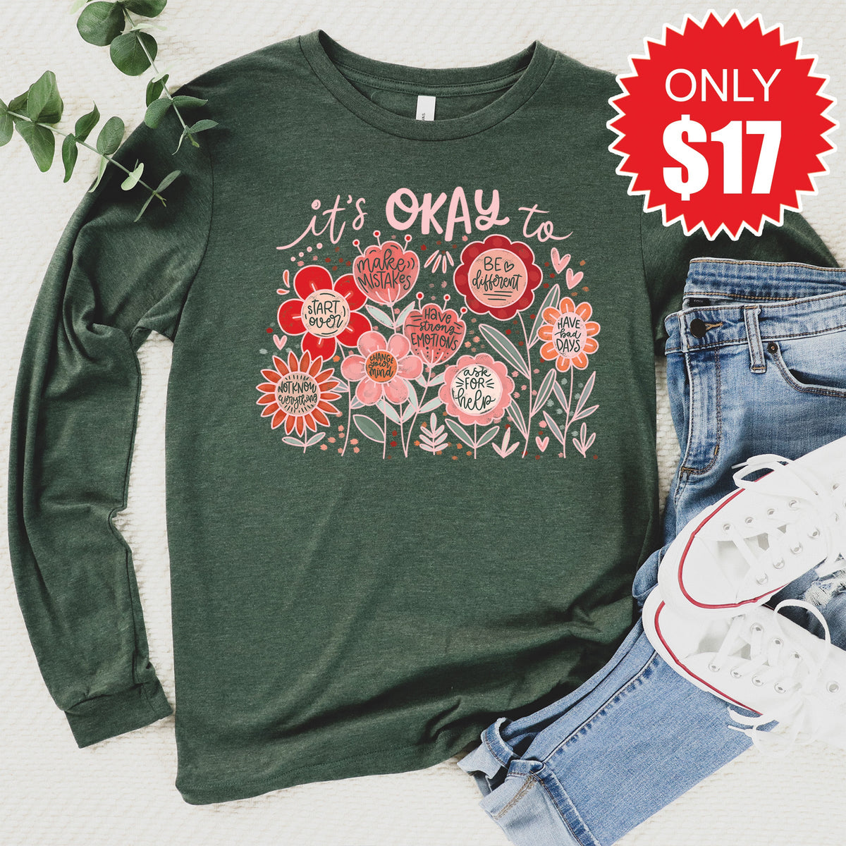 It's Okay Long Sleeve - Heather Forest - 17 product image 1