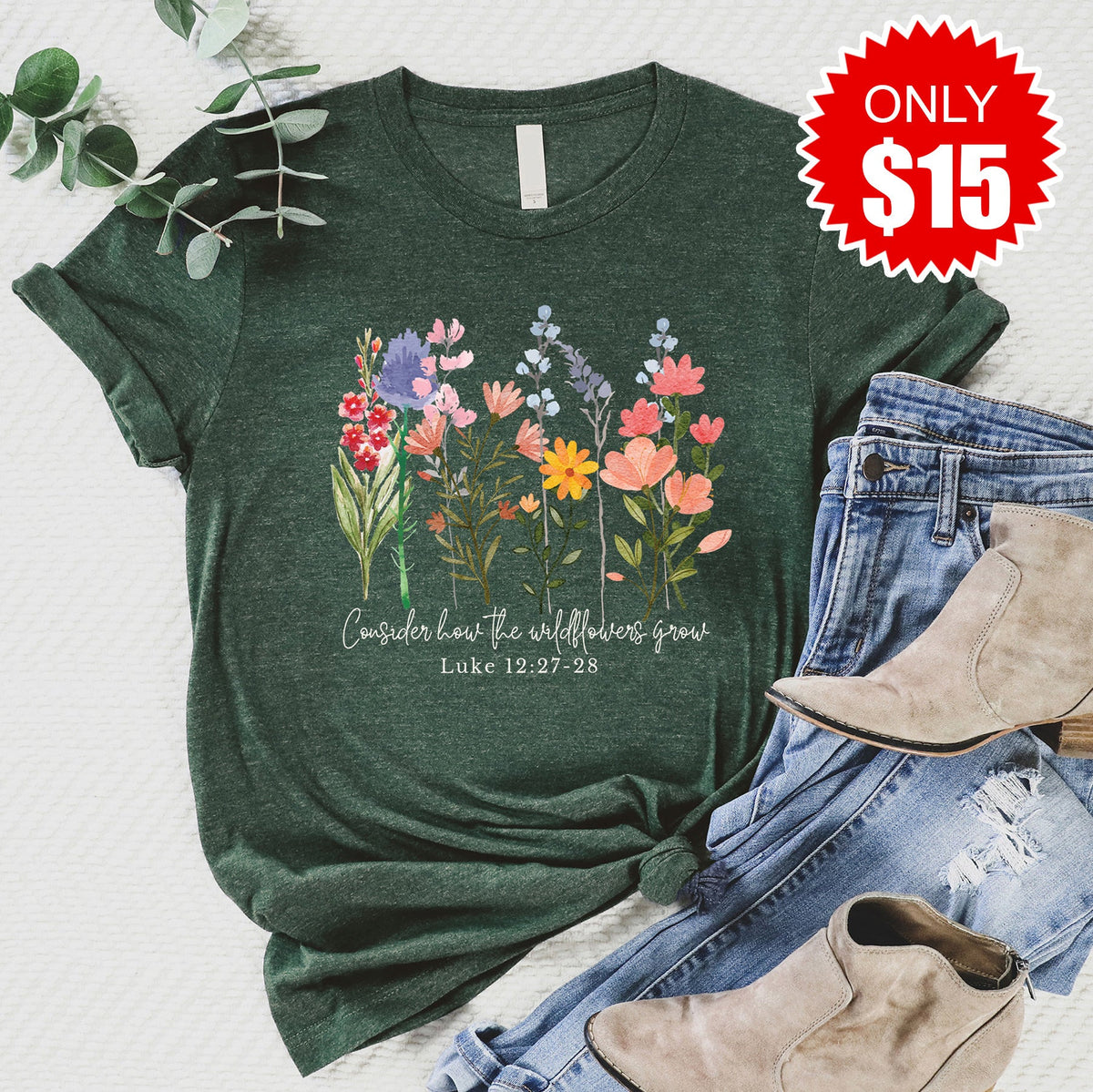 Wild Flowers Grow Tee - Heather Forest - 15 product image 1