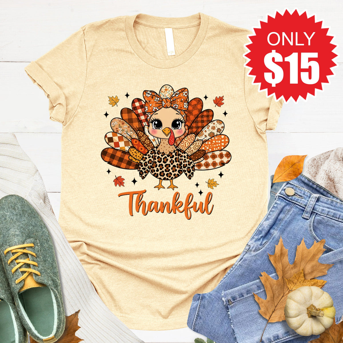Thankful Tee - Heather French Vanilla - 15 product image 1