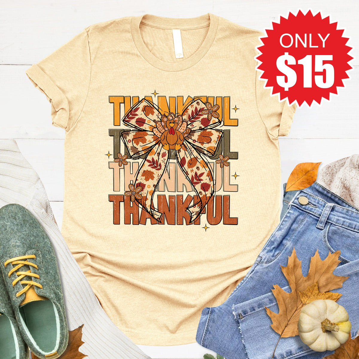 Thankful Tee - Heather French Vanilla - 15 product image 1