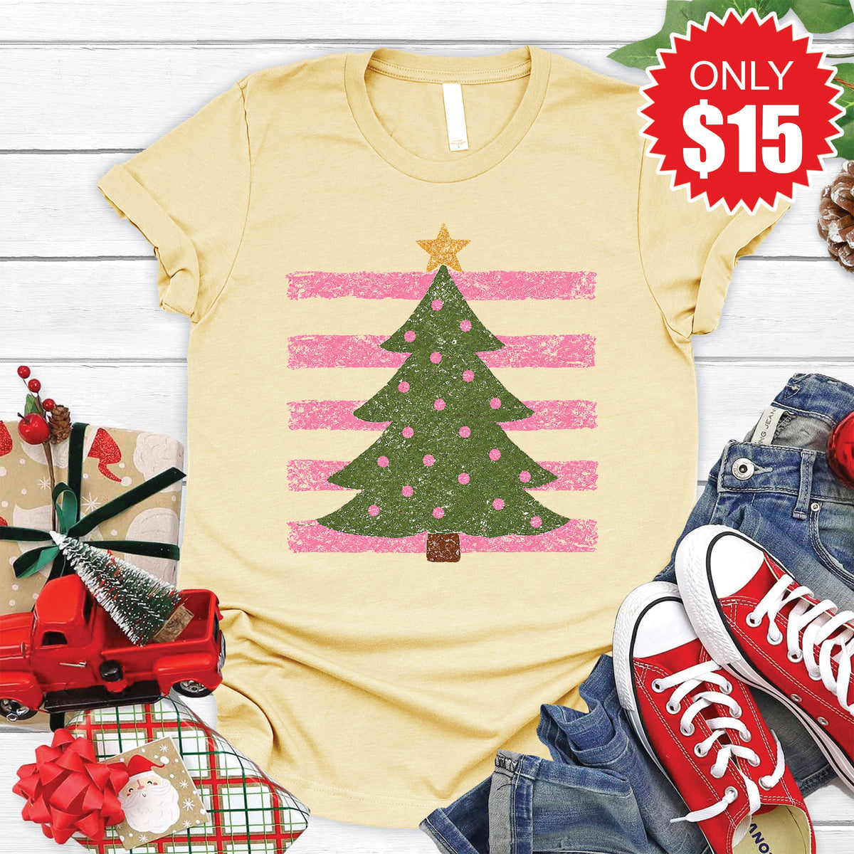 Christmas Tree Tee - Heather French Vanilla - 15 product image 1