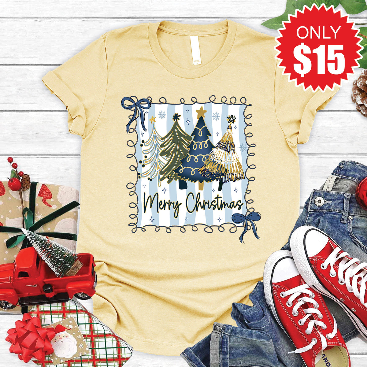 Merry Christmas Tee - Heather French Vanilla - 15 product image 1