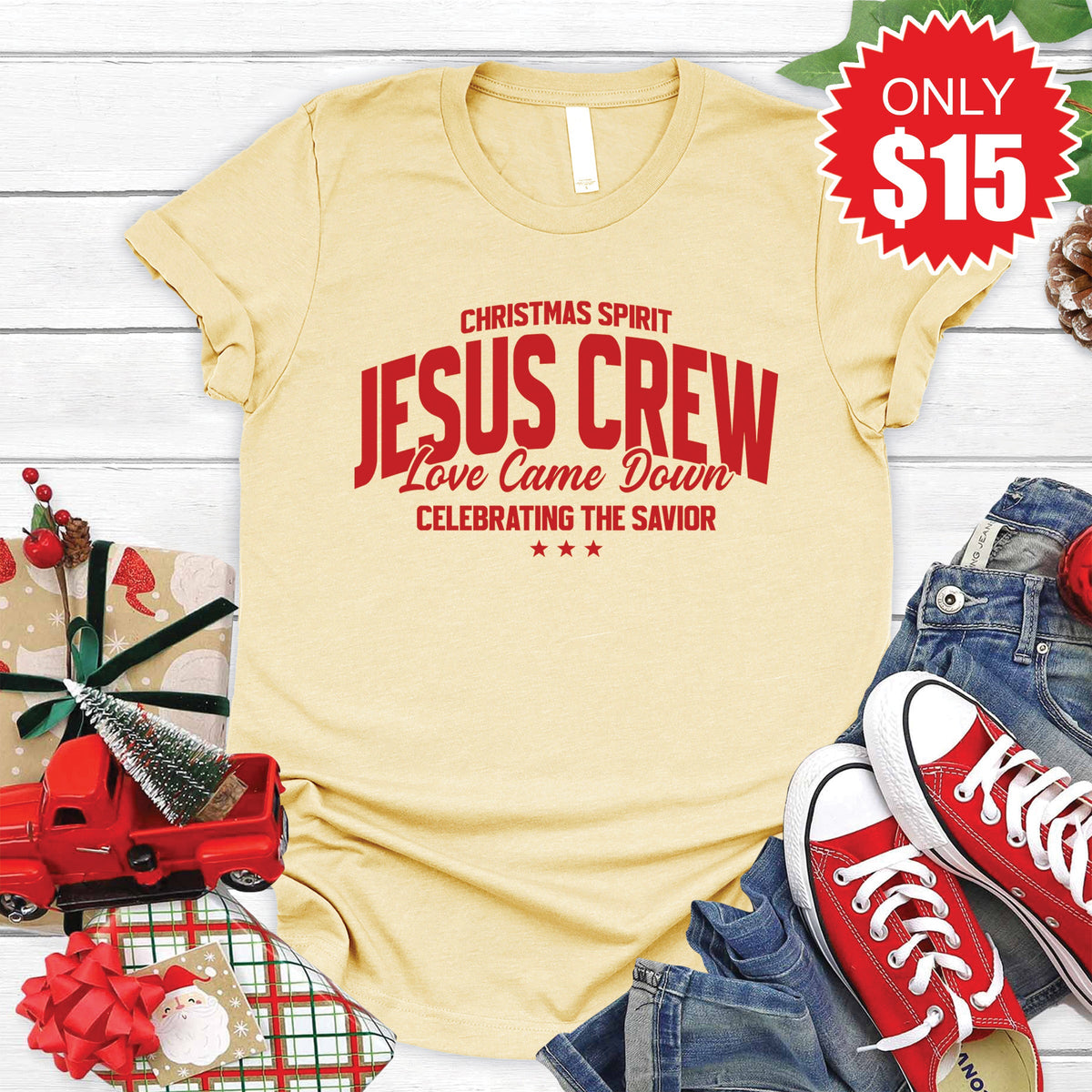 Jesus Crew Tee - Heather French Vanilla - 15 product image 1