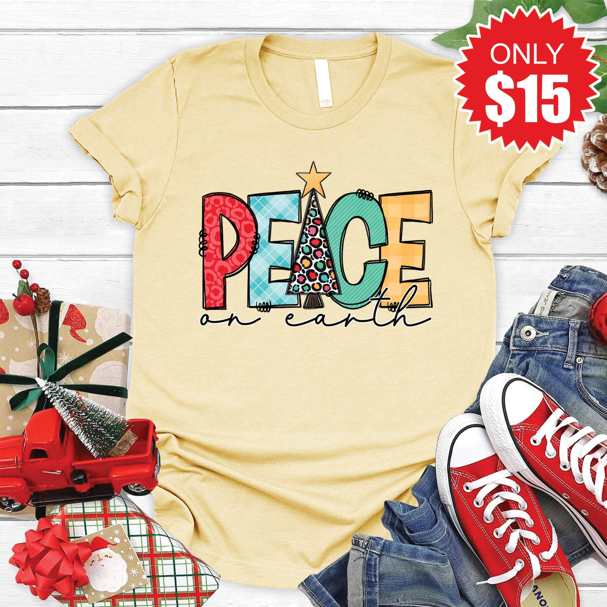 Peace On Earth Tee - Heather French Vanilla - 15 product image 1