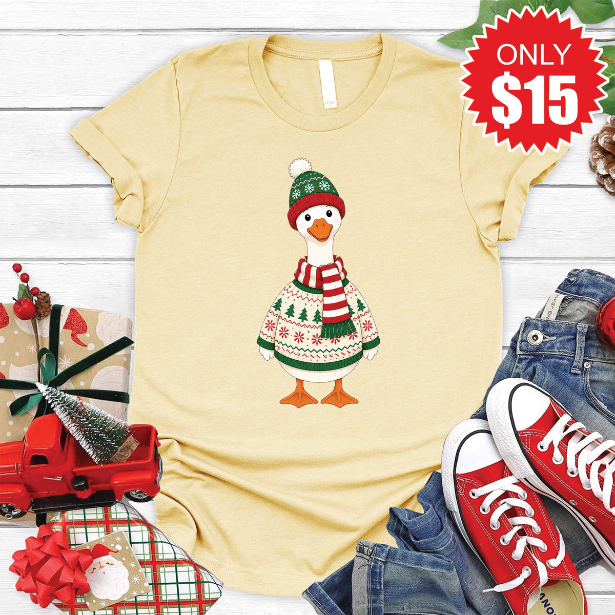 Christmas Goose Tee - Heather French Vanilla - 15 product image 1