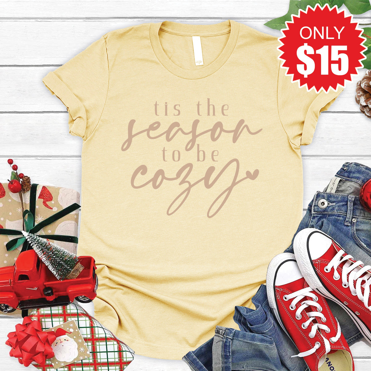 Season To Be Cozy Tee - Heather French Vanilla - 15 product image 1