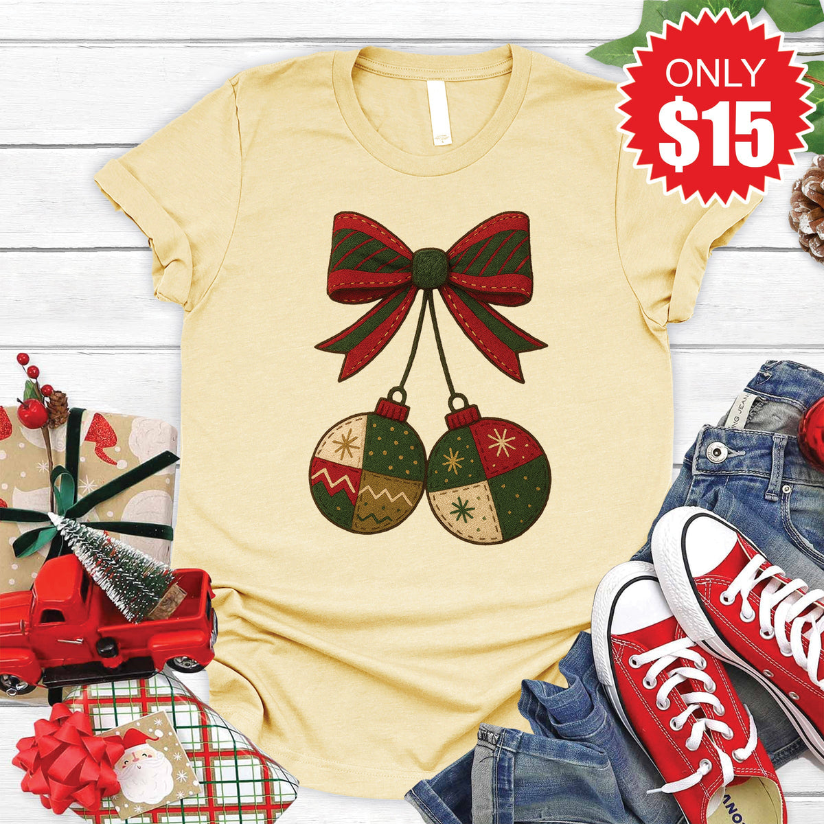 Christmas Balls Tee - Heather French Vanilla - 15 product image 1