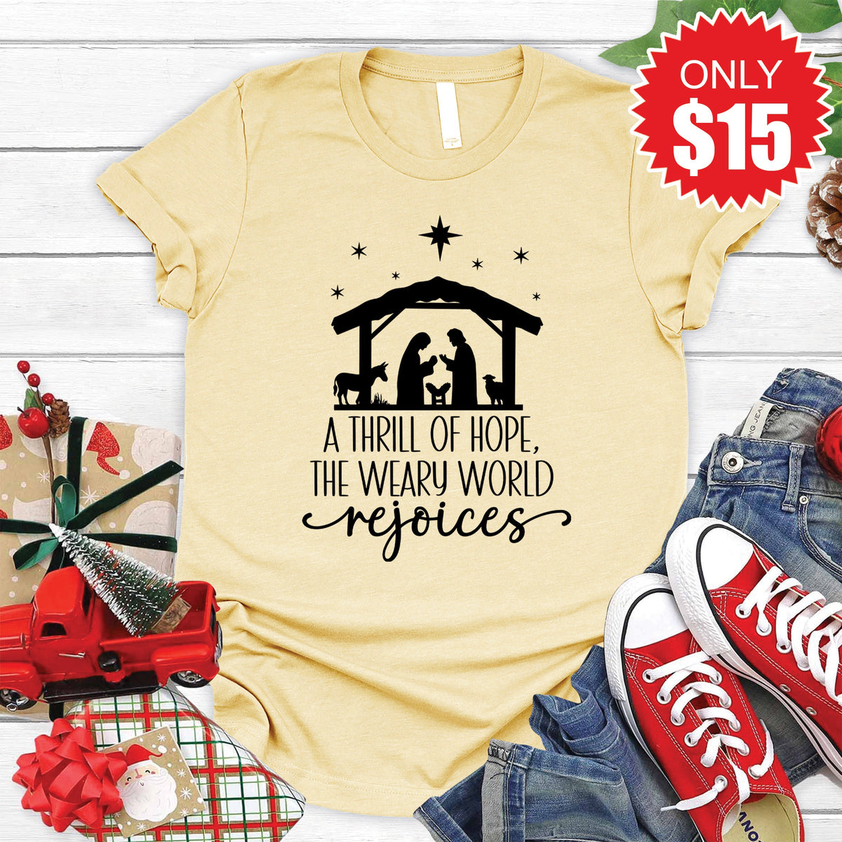 A Thrill of Hope Tee - Heather French Vanilla - 15 product image 1