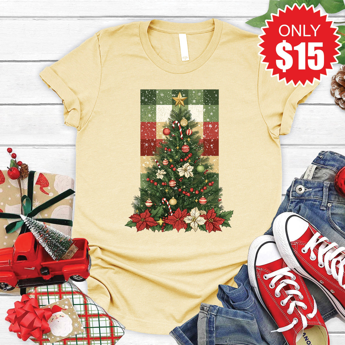 Christmas Tree Tee - Heather French Vanilla - 15 product image 1