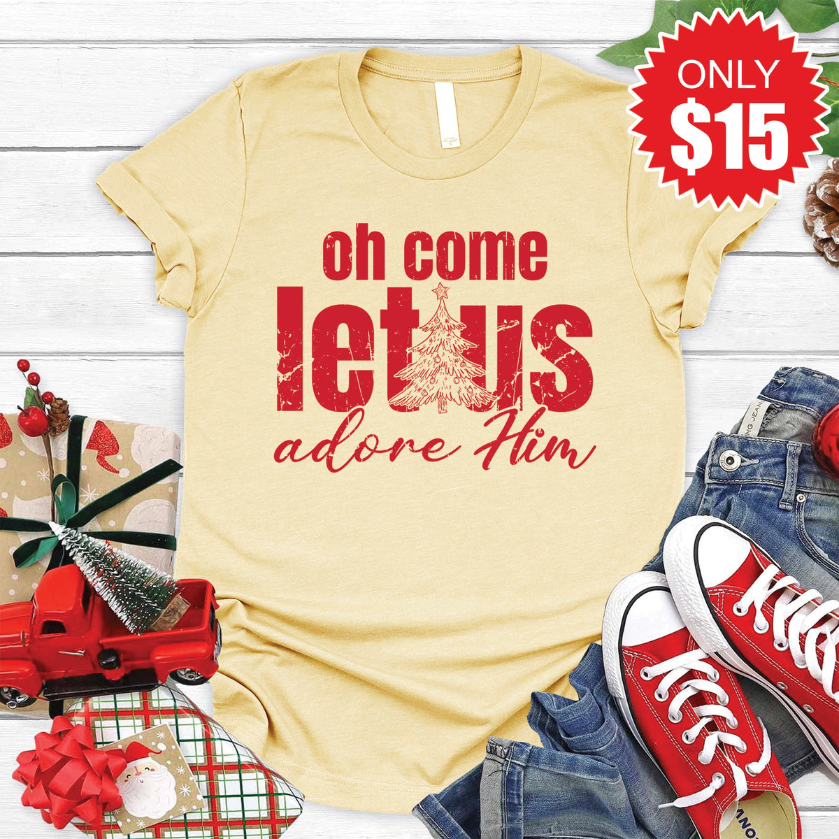 Let Us Adore Him Tee - Heather French Vanilla - 15 product image 1