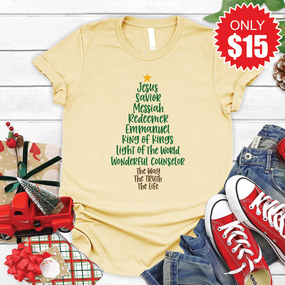 Jesus Tree Tee - Heather French Vanilla - 15 product image 1