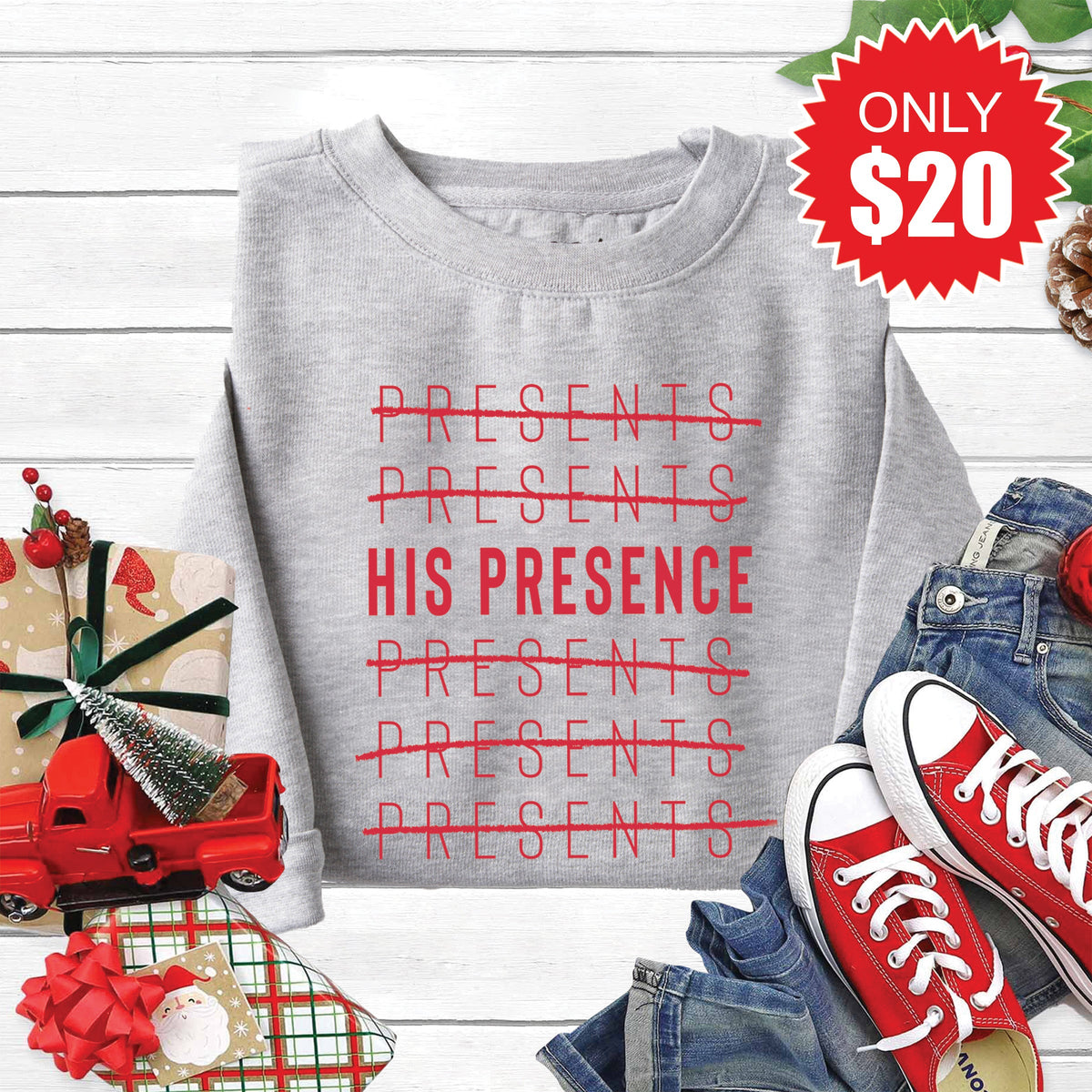His Presence Sweatshirt - Heather Grey - 20 product image 1