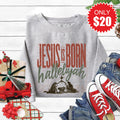 Jesus Is Born Sweatshirt - Heather Grey - 20 product image 1