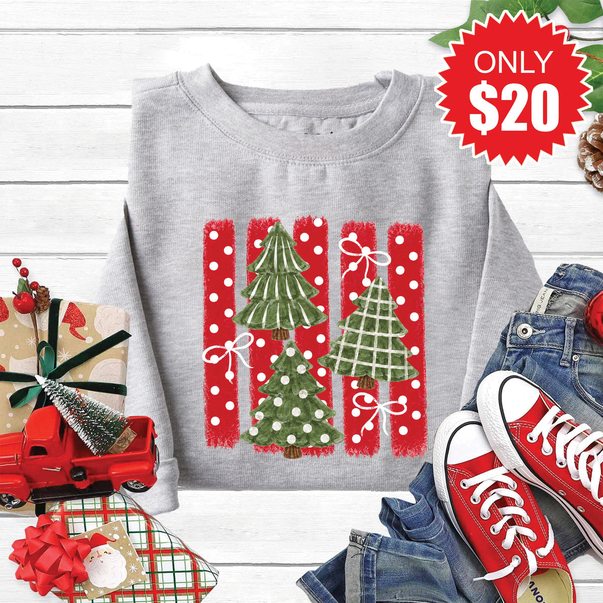 Christmas Trees Sweatshirt - Heather Grey - 20 product image 1