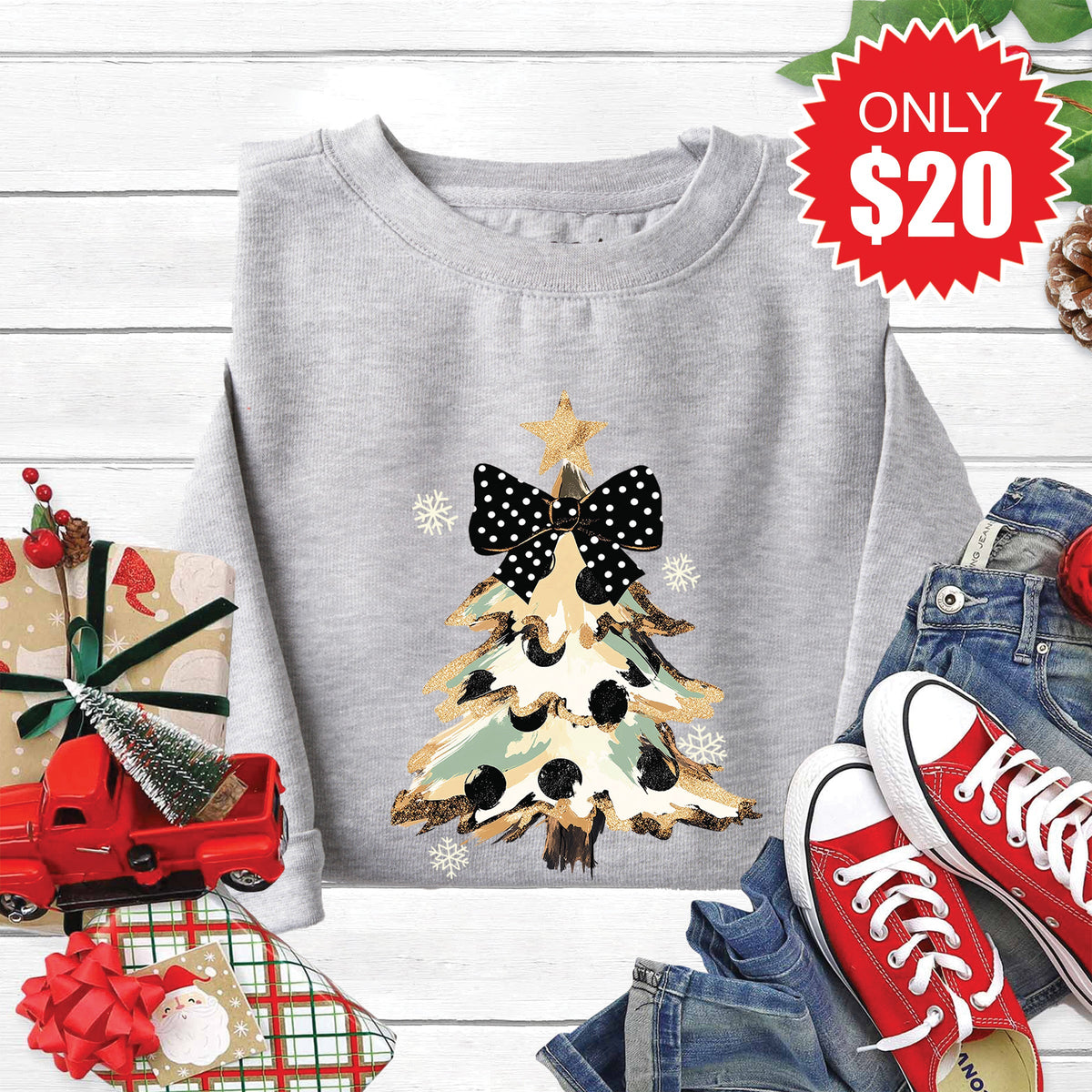 Glitter Christmas Tree Sweatshirt - Heather Grey - 20 product image 1