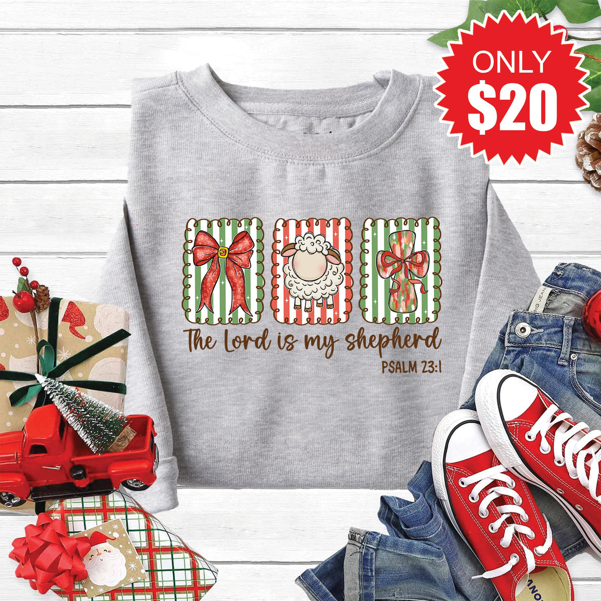 The Lord Is My Shepherd Sweatshirt - Heather Grey - 20 product image 1