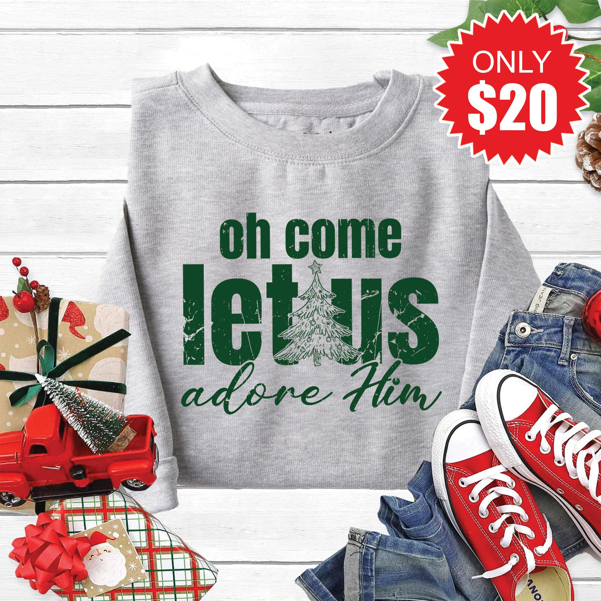 Let Us Adore Him Sweatshirt - Heather Grey - 20 product image 1