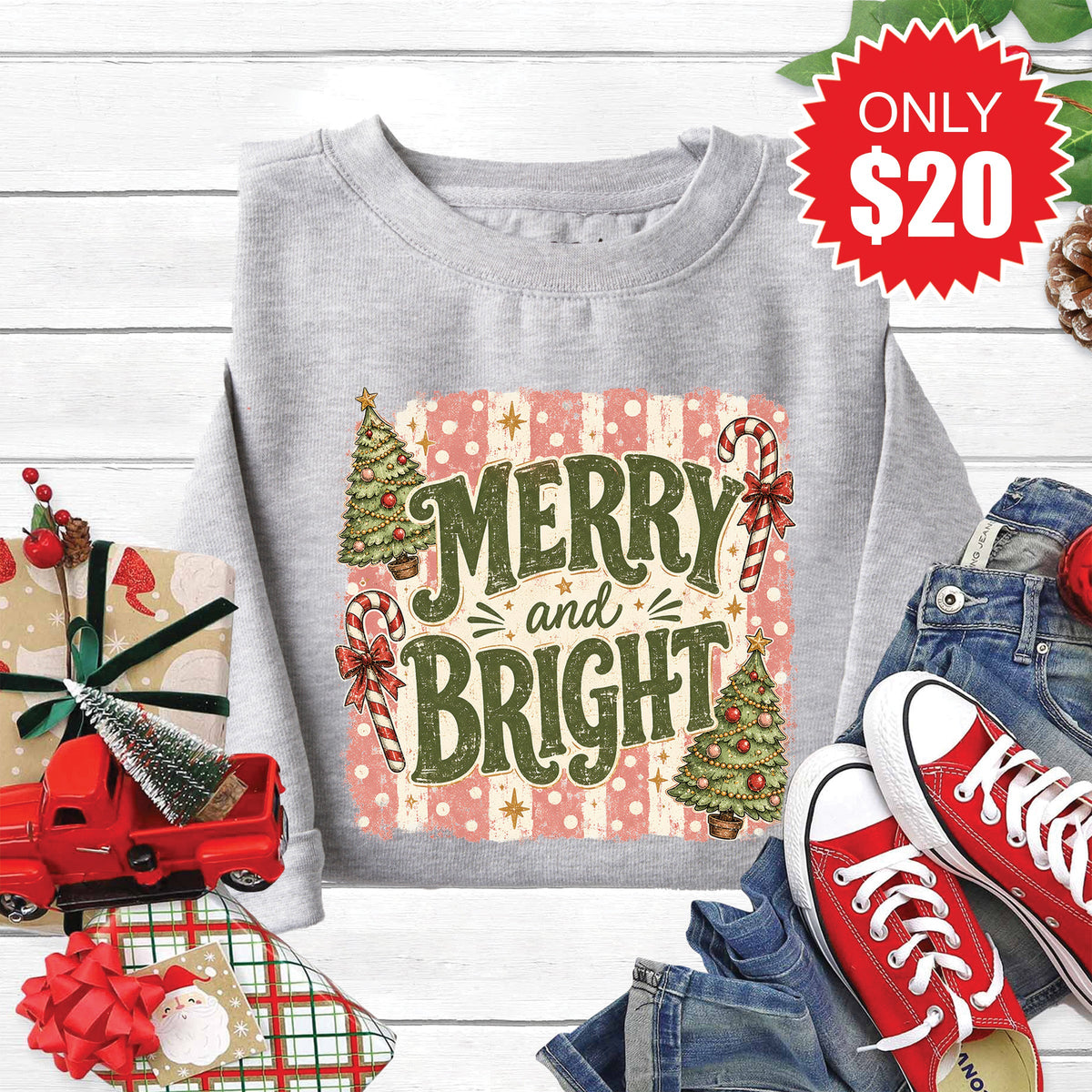 Merry and Bright Sweatshirt - Heather Grey - 20 product image 1