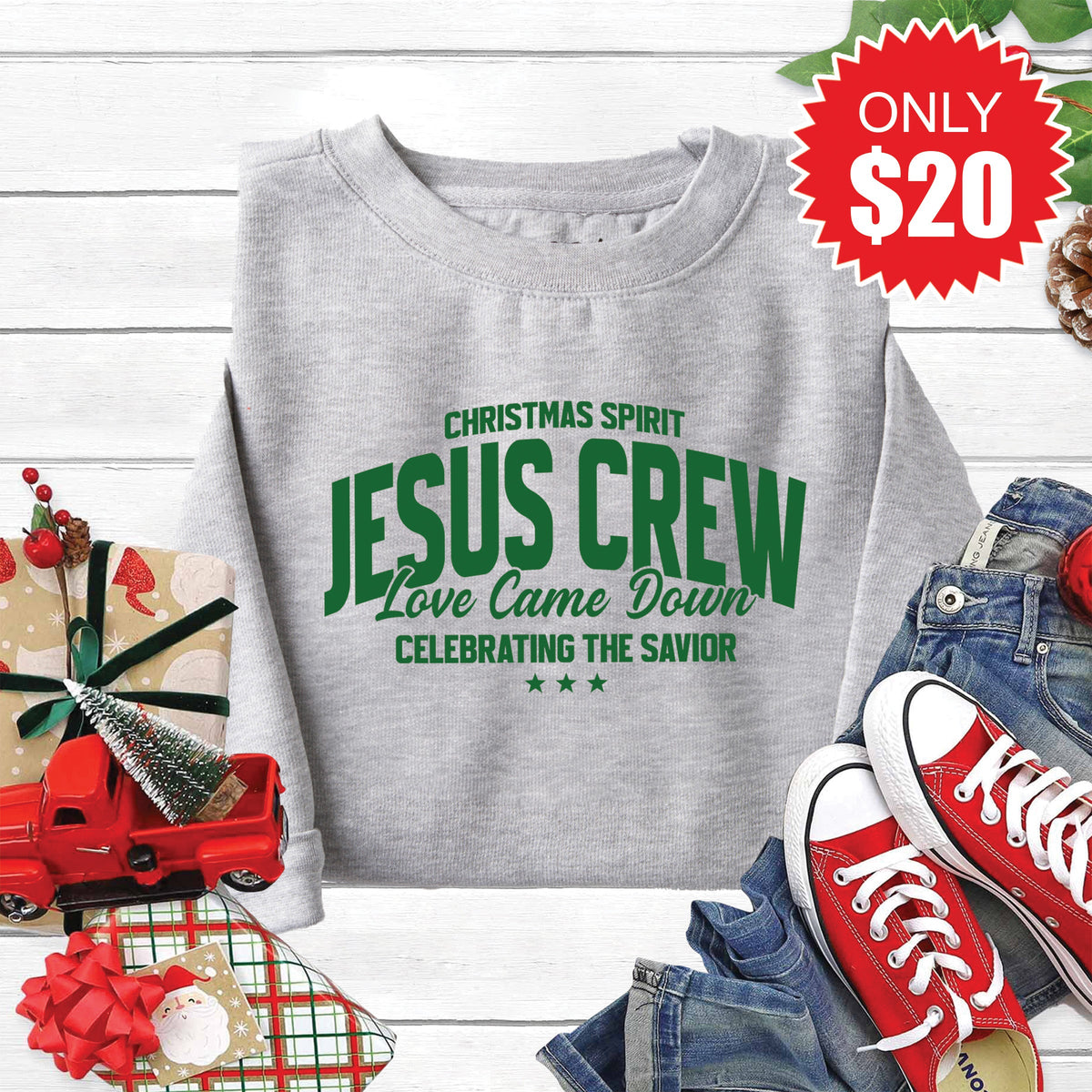 Jesus Crew Sweatshirt - Heather Grey - 20 product image 1
