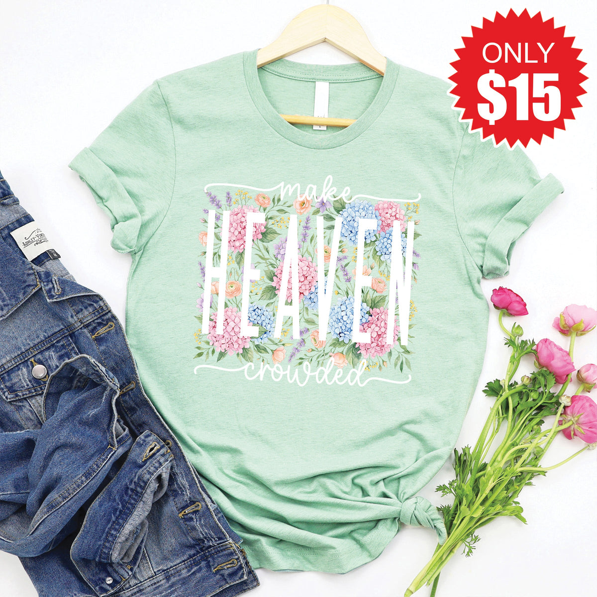 Make Heaven Crowded Tee - Heather Honeydew - 15 product image 1