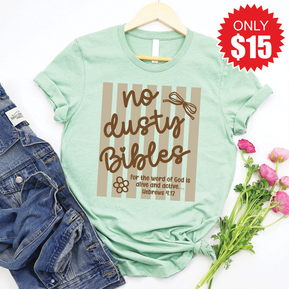 No Dusty Bibles Tee - Heather Honeydew - 15 product image 1
