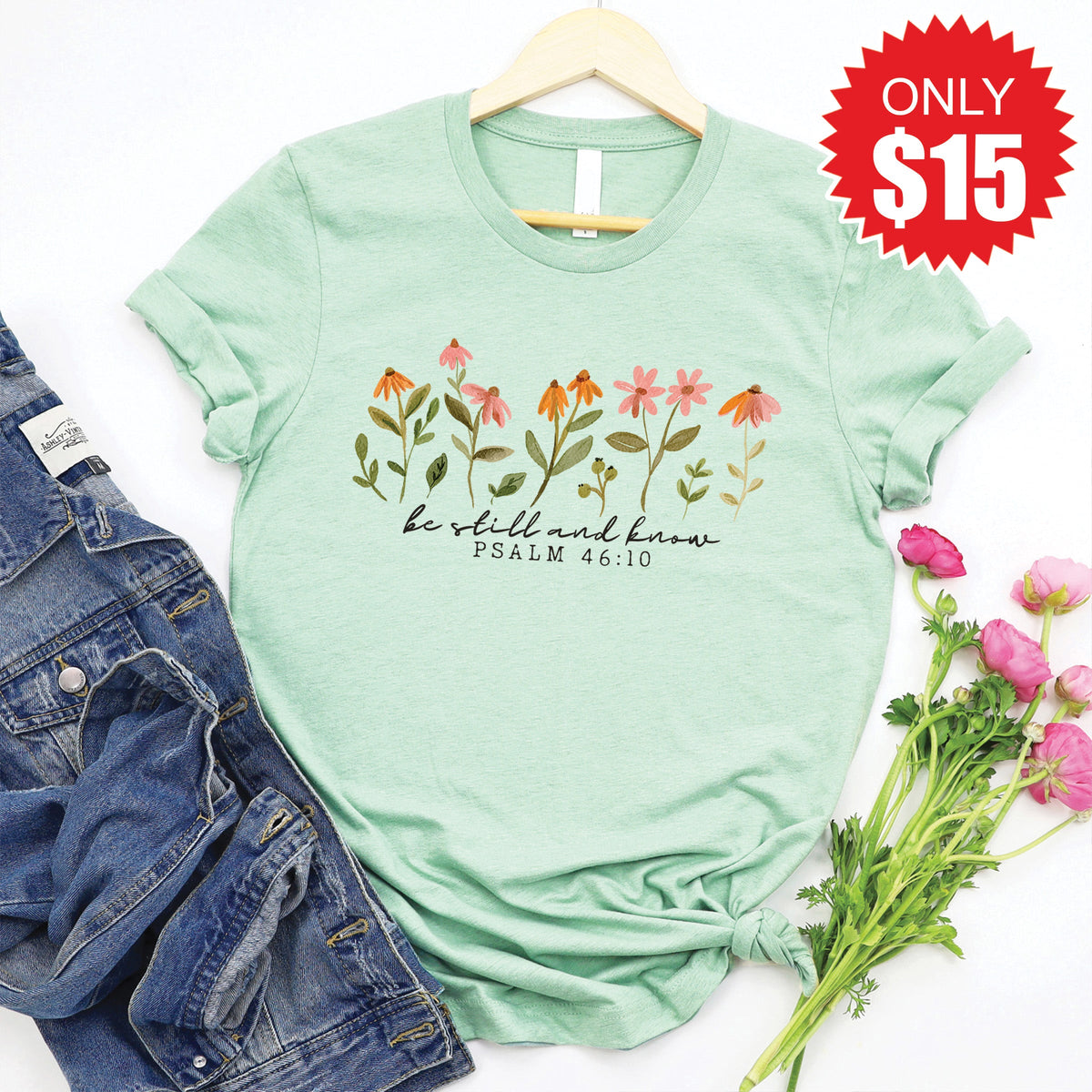 Be Still And Know Tee - Heather Honeydew - 15 product image 1