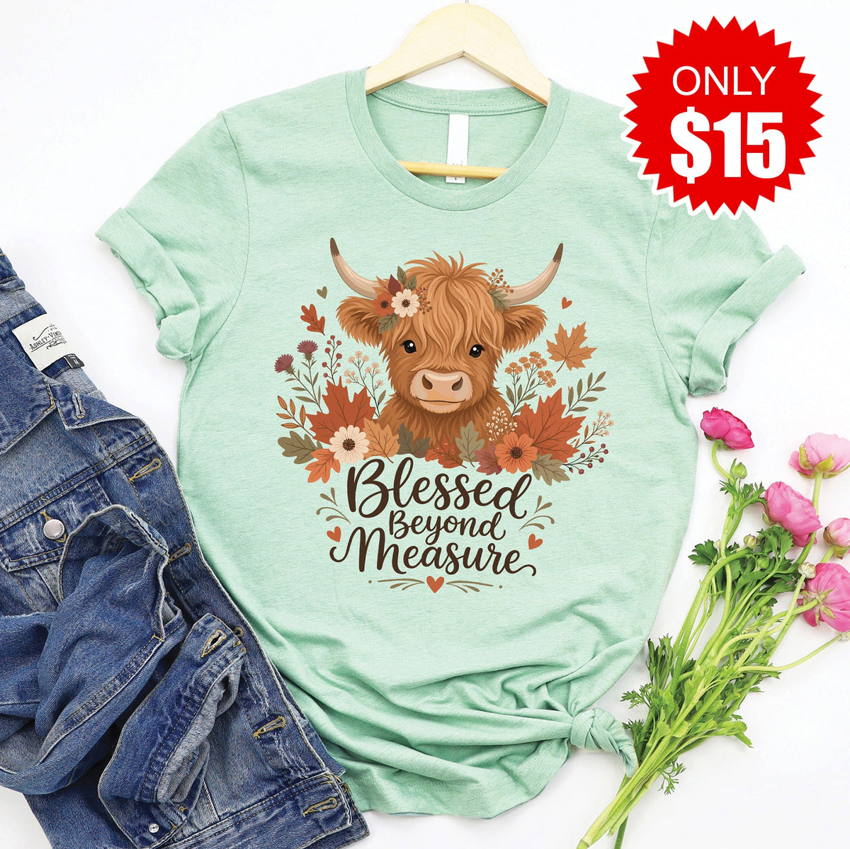 Beyond Blessed Tee - Heather Honeydew - 15 product image 1