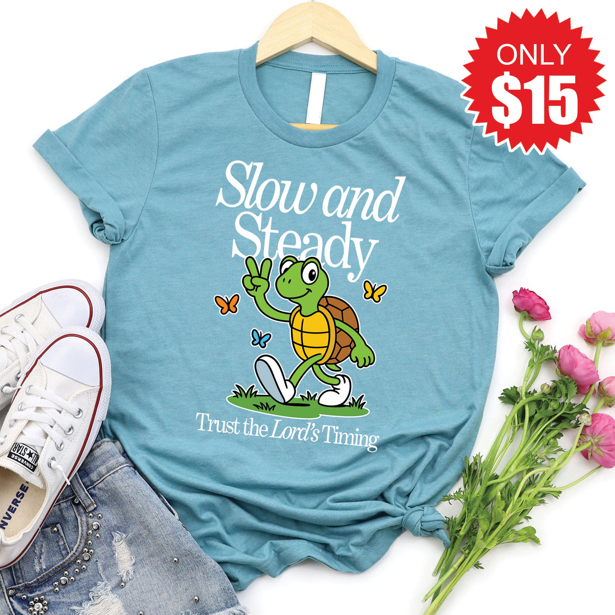 Slow And Steady Tee - Heather Lagoon - 15 product image 1