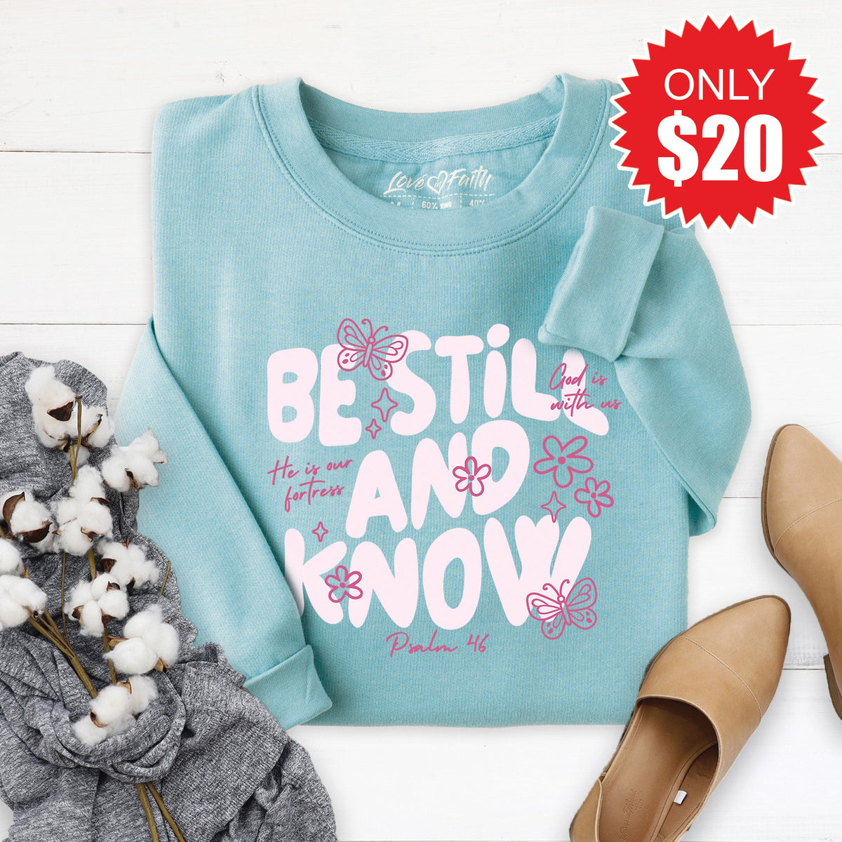 Be Still And Know Sweatshirt - Heather Lagoon - 20 product image 1